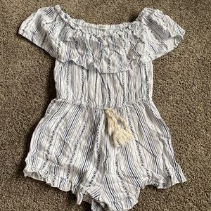 Dry Goods Ruffle Off Shoulder Romper